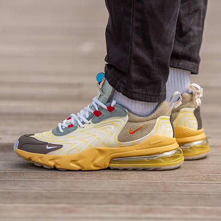 Кросівки Nike Air Max 270 Travis Scott Beige Yellow / Найк Аїр Макс 270 Тревіс Скотт Бежеві з Жовтим, фото 1