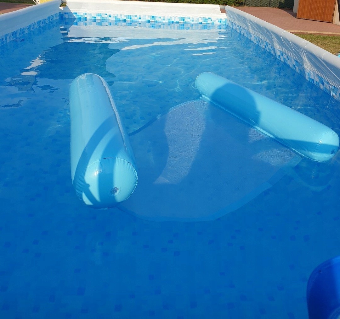 Водный гамак, надувной матрас для плавания голубой - фото 5 - id-p1887082689