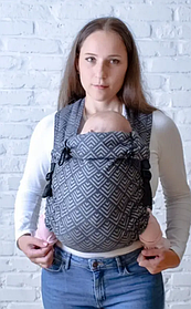 Май-слінг жаккардовий від народження до 36 місяців Coolbabka Сірий Geometry