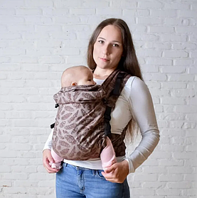 Май-слінг жаккардовий від народження до 36 місяців Coolbabka Шоколадний Feathers