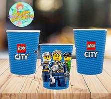 Стаканчики "Лєго / Лего сіті" наклейка паперові (поштучно) одноразові