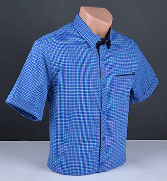 Чоловіча сорочка з коротким рукавом Vip Stendo синя Туреччина 5075