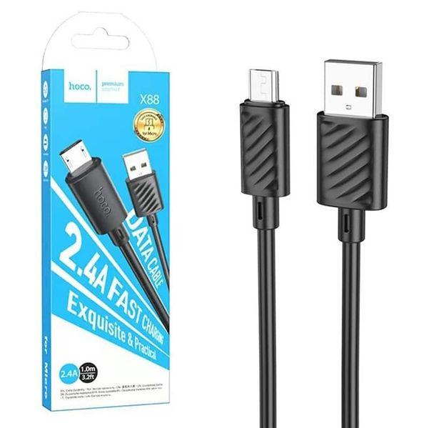 Кабель USB-Micro Hoco X88 Gratified (2,4А/1м) чорний