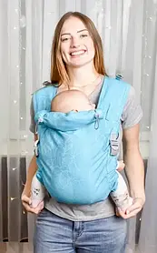 Май-слінг жаккардовий з народження до 36 місяців Coolbabka Бірюзовий Leaf