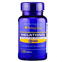 Мелатонин, Гормон Сна, Puritan's Pride, Melatonin 3 мг 120 таб