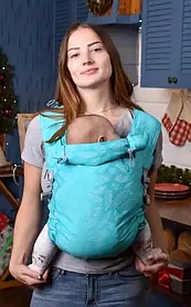 Май-слінг жаккардовий з народження до 36 місяців Coolbabka Бірюзовий Feathers