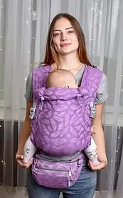 Май-слінг жаккардовий з народження до 36 місяців Coolbabka Бузковий Feathers