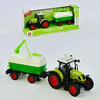 Трактор игрушечный с прицепом, инерционный со световыми и звуковыми эффектами WY 900 A