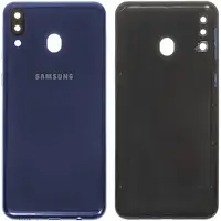 Задняя панель корпуса (крышка аккумулятора) для Samsung M205F Galaxy M20, синяя, Ocean Blue + стекло камеры