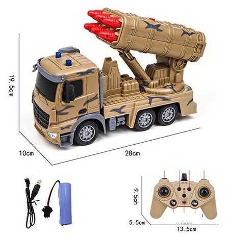 Машина іграшкова на радіокеруванні, військова техніка, зі звуковими ефектами, стрілянина, акумулятор 3,7 V, пульт TK Group