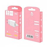 Мережевий зарядний пристрій Denmen (DC01L) + USB кабель Lightning (1USB/2.4A)- чорний, фото 2