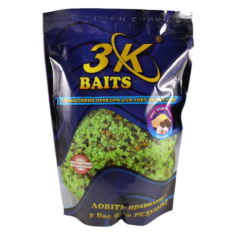 Прикорм 3KBaits Дроблений Зерновий мікс Часник 1000 г (3KB1502)