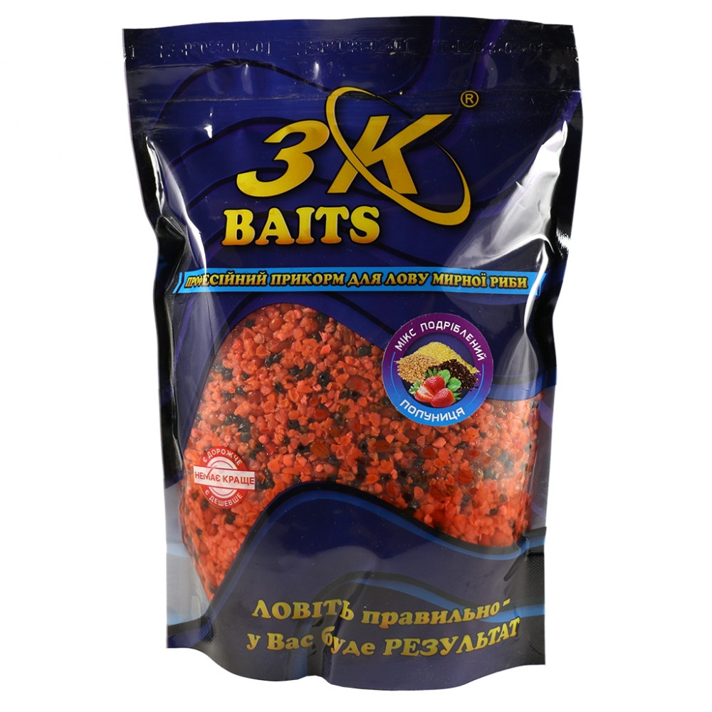 Прикорм 3KBaits Дроблений Зерновий мікс Полуниця 1000 г (3KB1503)