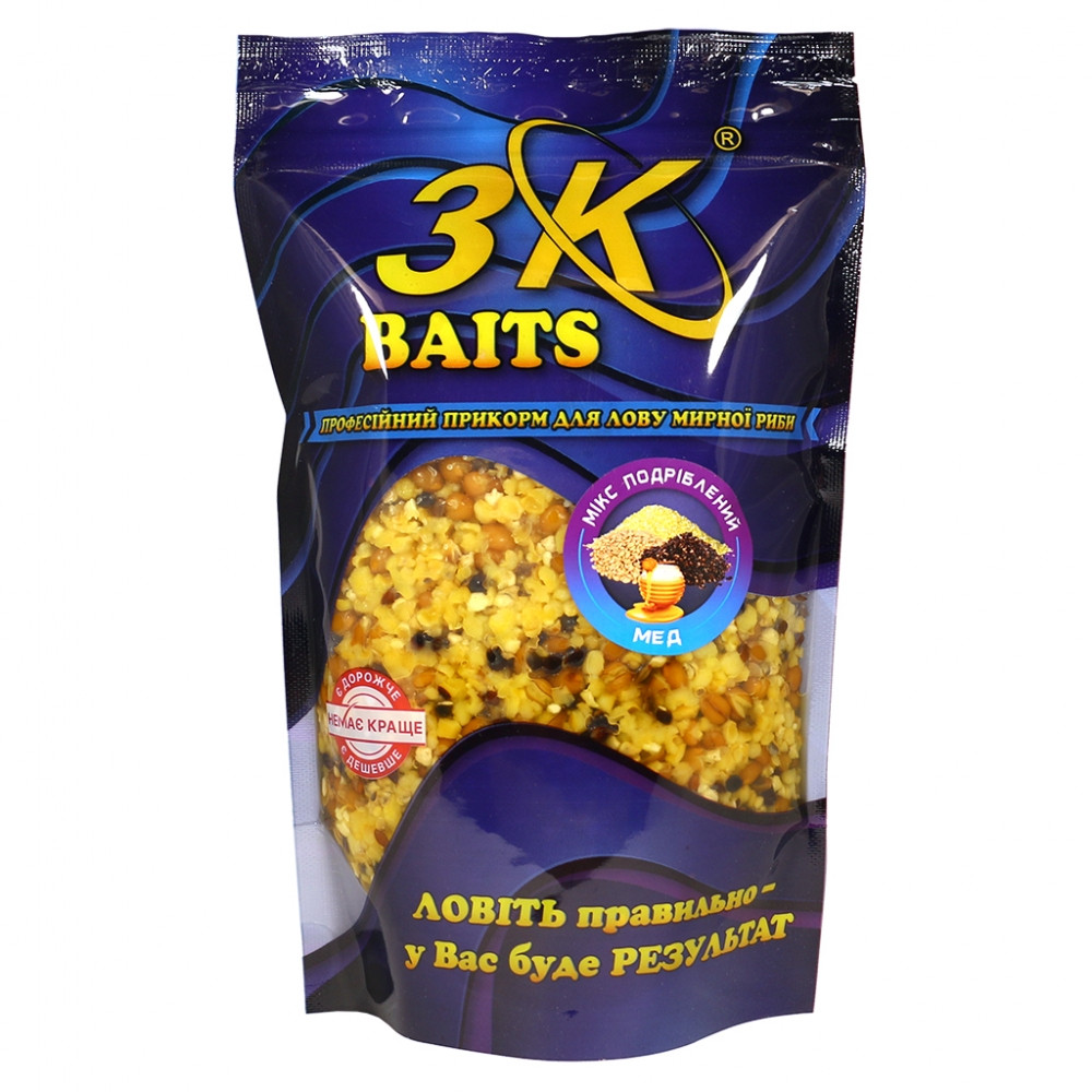 Прикорм 3KBaits Дроблений Зерновий мікс Мед 500 г (3KB1507)