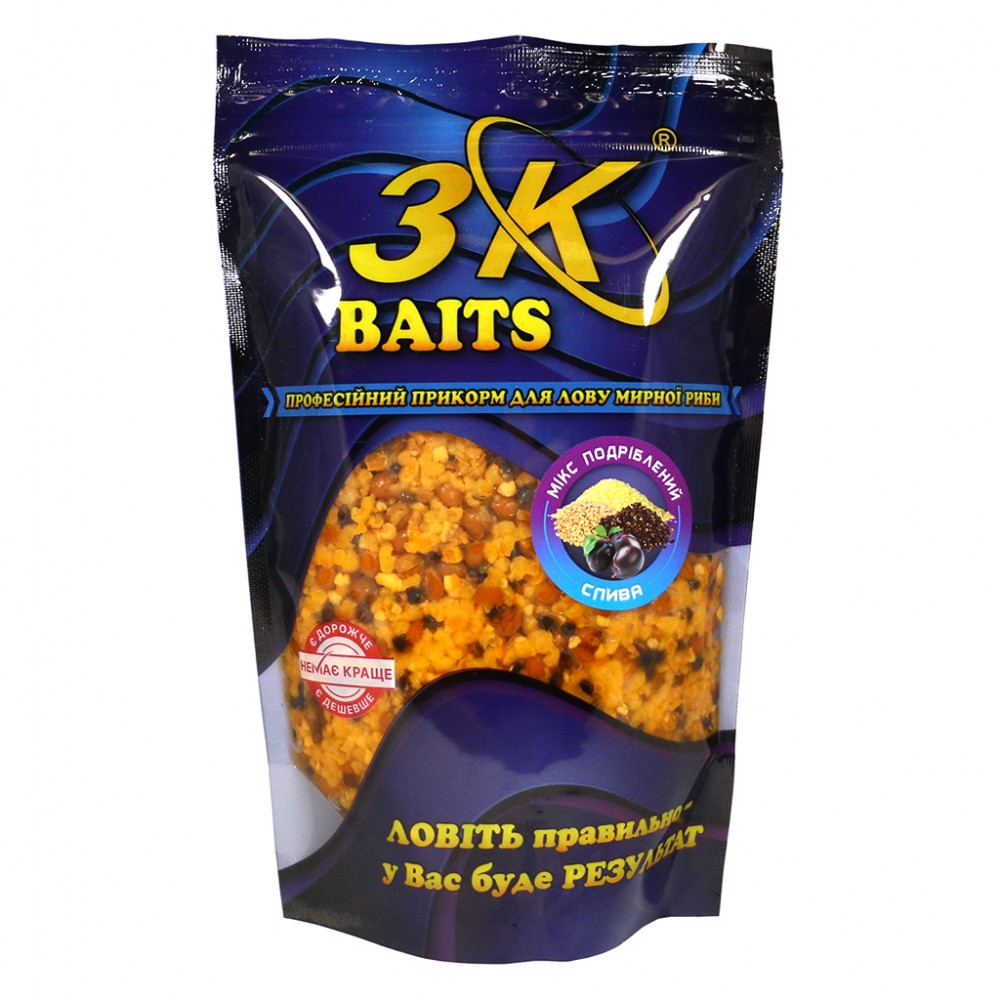 Прикорм 3KBaits Дроблений Зерновий мікс Слива 500 г (3KB1510)