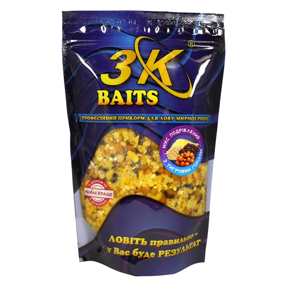 Прикорм 3KBaits Дроблений Зерновий мікс з тигровим горіхом 500 г (3KB1511), фото 1