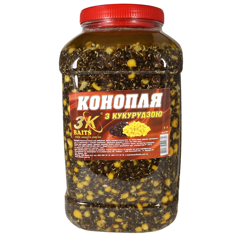 Прикорм 3KBaits Конопля з кукурудзяною 70/30 5 л (3KB1513)