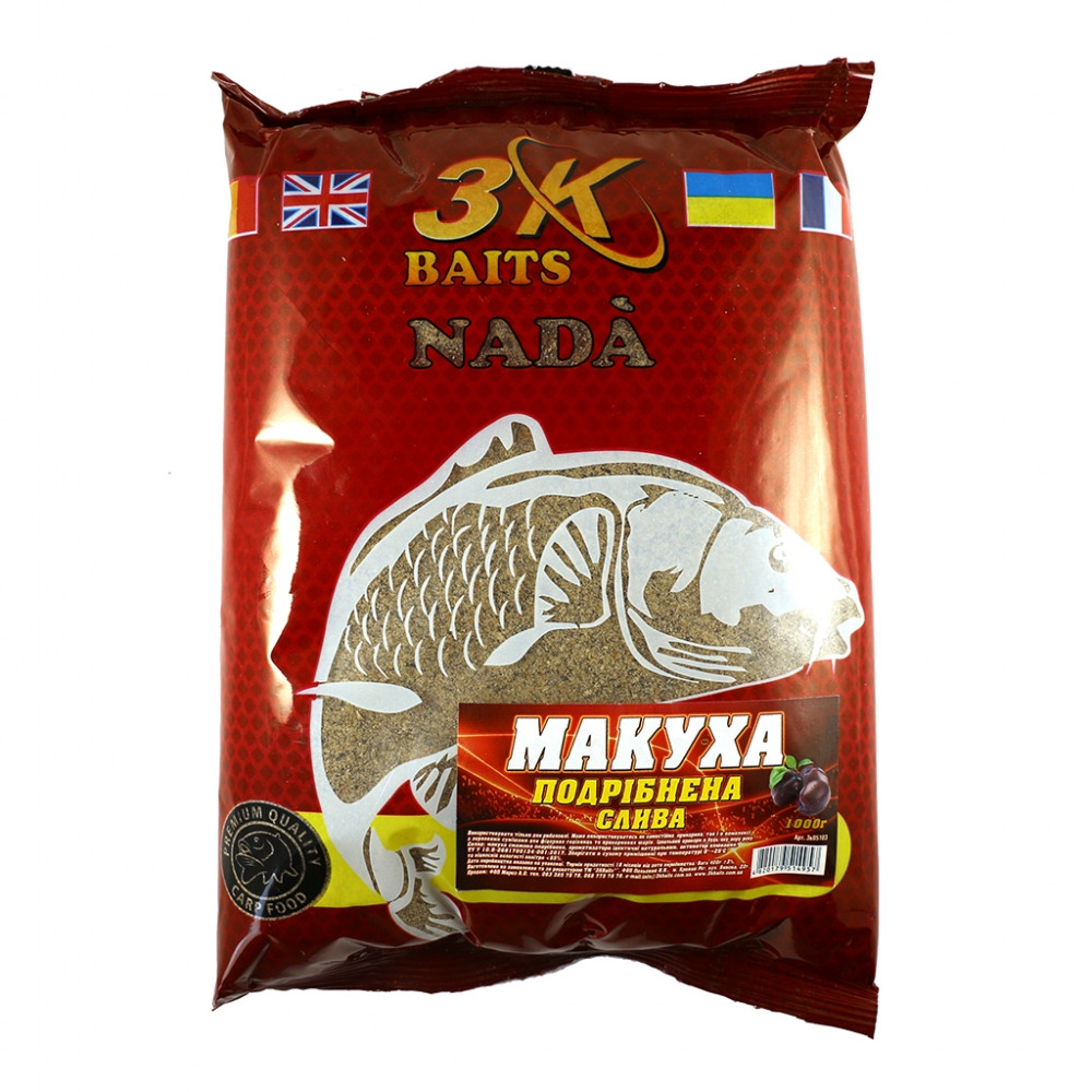 Прикорм 3KBaits Макуха смажена подрібнена слива 1000 г (3KB1518)