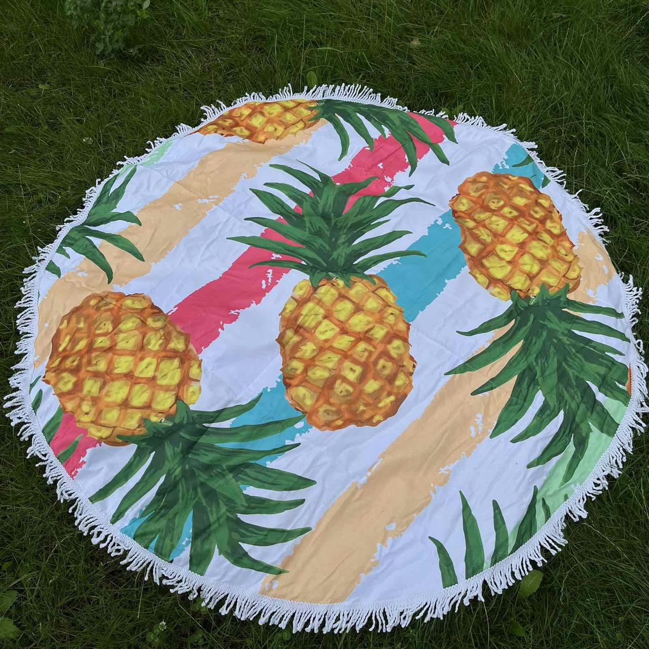 Пляжний килимок Ананас 150 см (підстилка з бахромою)