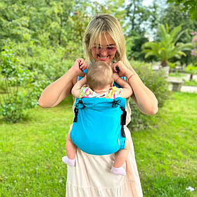 Май-слінг із льону від народження до 36 місяців Univеrsal Coolbabka Бірюзовий