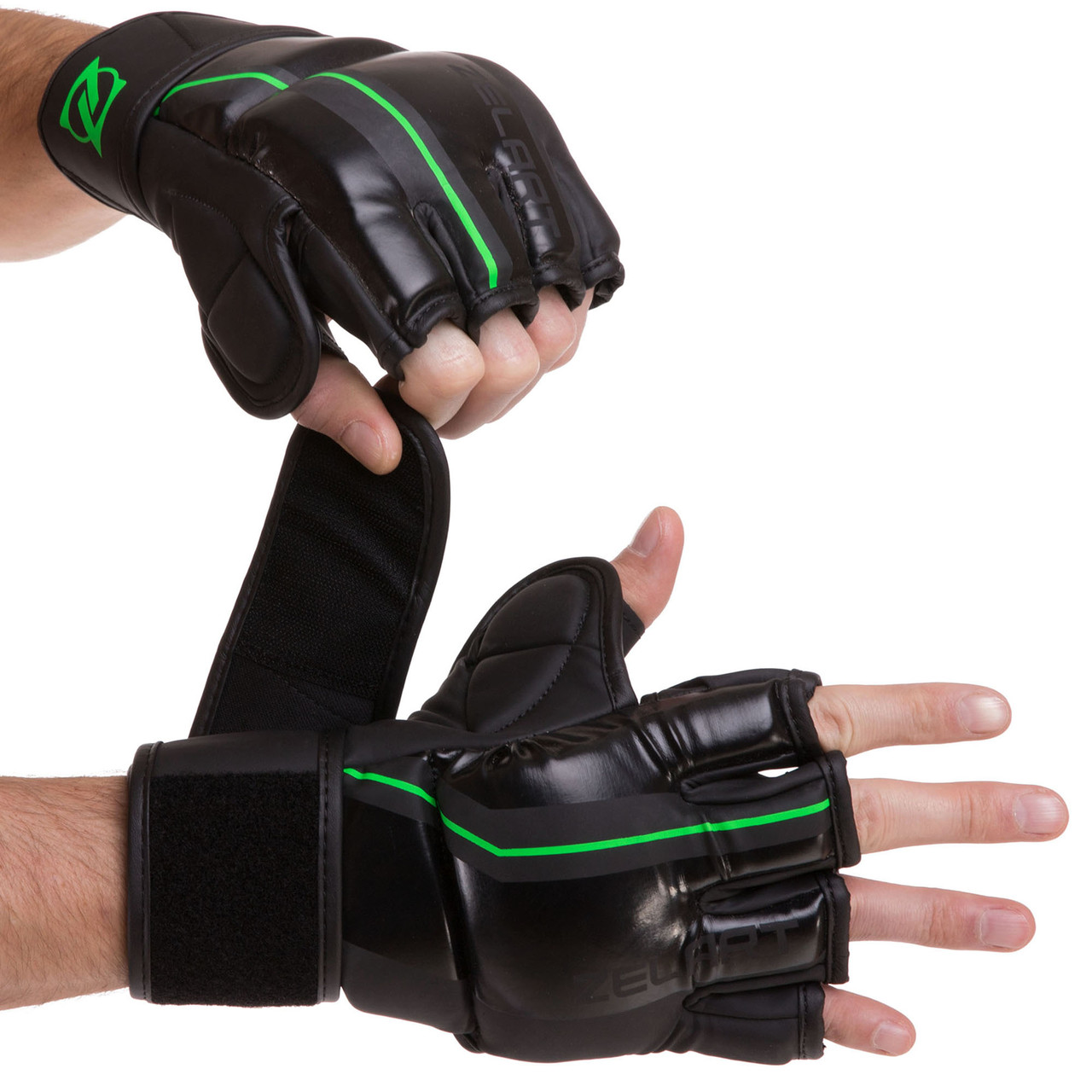 Перчатки для смешанных единоборств MMA Zelart 3089 размер S Black-Green - фото 1 - id-p1887124417