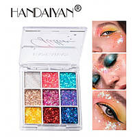 Тени цветные для век, с блестками Handaiyan Glitter Eyeshadow, палетка теней с блестками, глитер, 3 вида