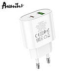 Мережевий зарядний пристрій Avantis A865PD QC3.0 (20W PD)- білий, фото 5