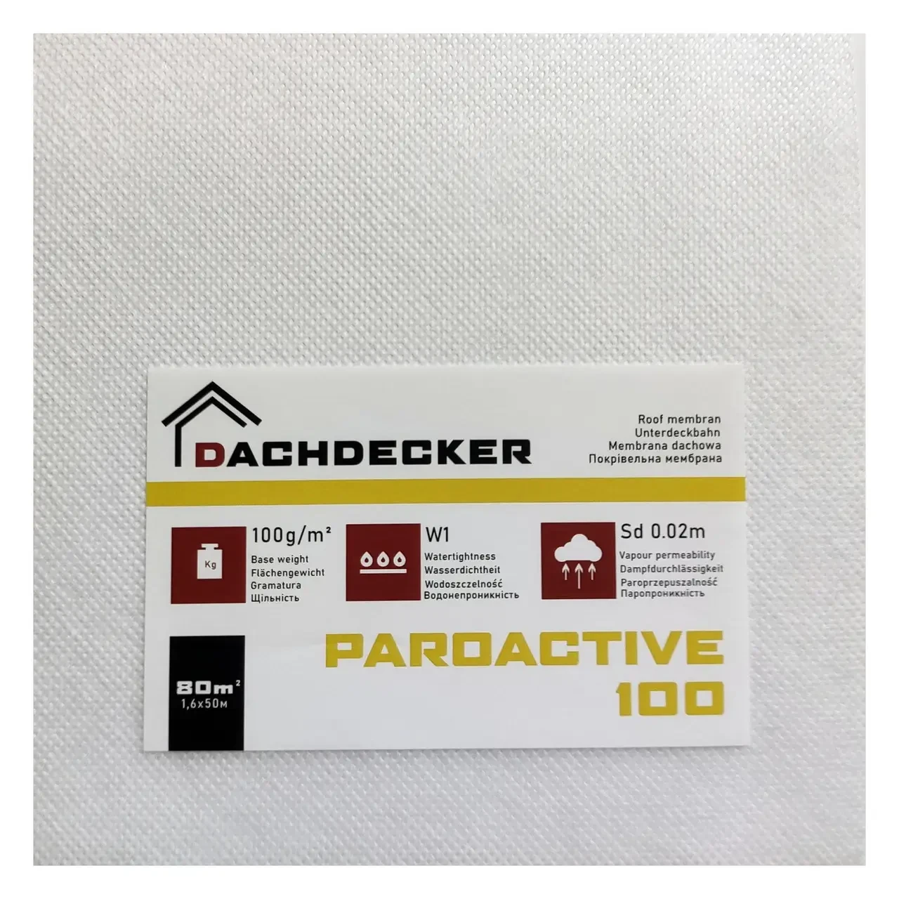 Пароізоляційна мембрана DACHDECKER PAROACTIVE 100 (1,6x50м) (80м2)