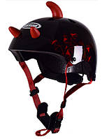 Защитный шлем детский с рогами GSB Черный с красным