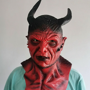 Рогата маска демона латекс ABC червона, фото 2