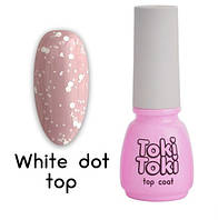 Топ для ногтей без липкого слоя Toki-Toki White Dot Top, 5 мл, белые частички