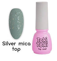 Топ для ногтей без липкого слоя Toki-Toki Silver Mica Dot Top, 5 мл, серебристые частички