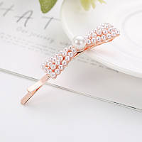 Заколка-невидимка для волосся з перлами Бантик, золотиста невидимка для волосся