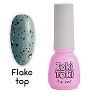 Топ для ногтей без липкого слоя Toki-Toki Flake Dot Top, 5 мл, черно-белые частички