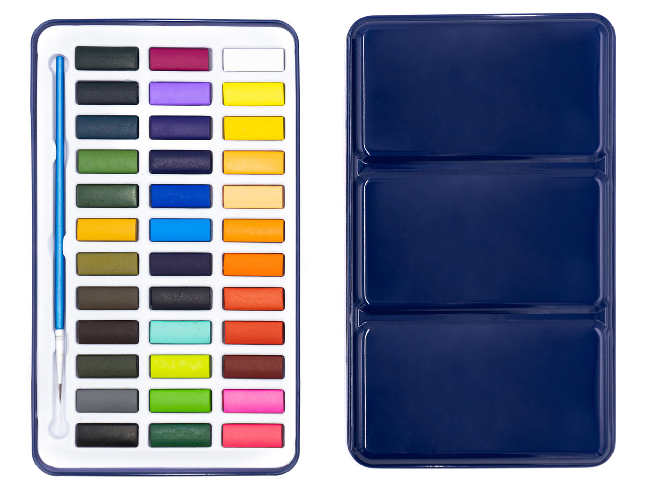 Набір художніх акварельних фарб Bianyo у металевому пеналі, 36 кольорів + пензлик, фото 1