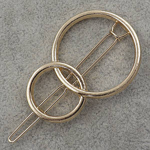 Шпилька для волосся заскочка золотистого кольору подвійне кільце маленьке та великий розмір виробу 6х3 см