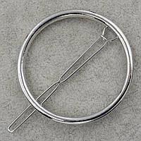 Заколка для волос защелка серебристого цвета кольцо большое минимализм размер изделия 6х4,5 см
