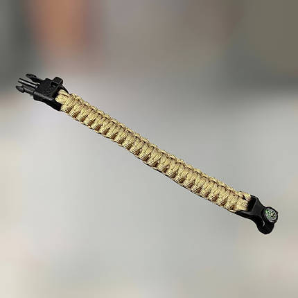 Паракорд 5 в 1: мотузка (парашутний шнур), компас, свисток, ніж, запальничка (кресало), колір Койот, фото 2
