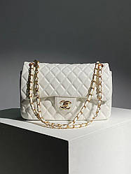 Жіноча сумка Шанель біла Chanel 3.55 White/Gold
