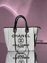 Жіноча сумка Шанель біла Chanel Deauville Large Shopping Bag