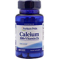Кальций карбонат Puritan's Pride Calcium Carbonate 600 mg + Vitamin D 250 IU 60 Caplets