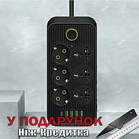 Мережевий фільтр F07U 6 розеток та 4 USB + 1 Type-C F07U Black