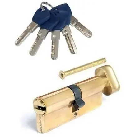 Циліндровий механізм APECS EM-90-C-G жовтий з вертушком 5 лазерних ключів