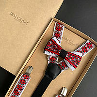 Набор I&M Craft галстук-бабочка и подтяжки для брюк в украинском стиле вышиванка (030305)