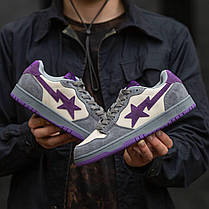 Кросівки Bape SK8 Sta Grey Purple \ Бейп СК8 Ста Сірі з Фіолетовим, фото 3