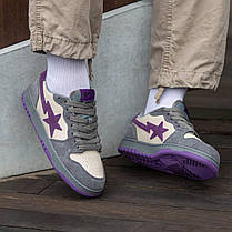 Кросівки Bape SK8 Sta Grey Purple \ Бейп СК8 Ста Сірі з Фіолетовим, фото 6