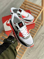 Кроссовки Nike Air Max 90 Black Grey Red 2 Женские и мужские найк аир макс