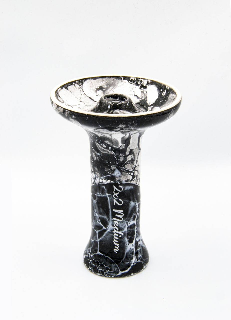 Чаша для кальяну 2x2 New Medium Black and White Мрамор