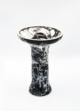 Чаша для кальяну 2x2 New Medium Black and White Мрамор, фото 1