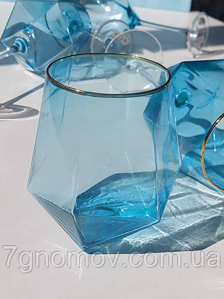 Склянка для напоїв з блакитного скла Грань 450 мл, фото 1
